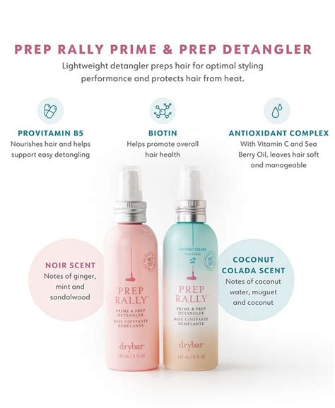 Prep rally drybar - Drybar's Prep Rally is a lightweight detangler that preps hair for optimal styling performance and protects hair from heat up to 450°F/232°C. Drybar's philosophy is simple: Focus on one thing and be the best at it.